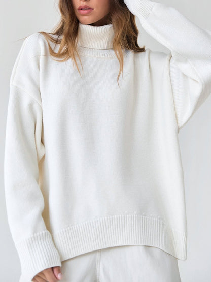 Solid Color Turtleneck Sweater