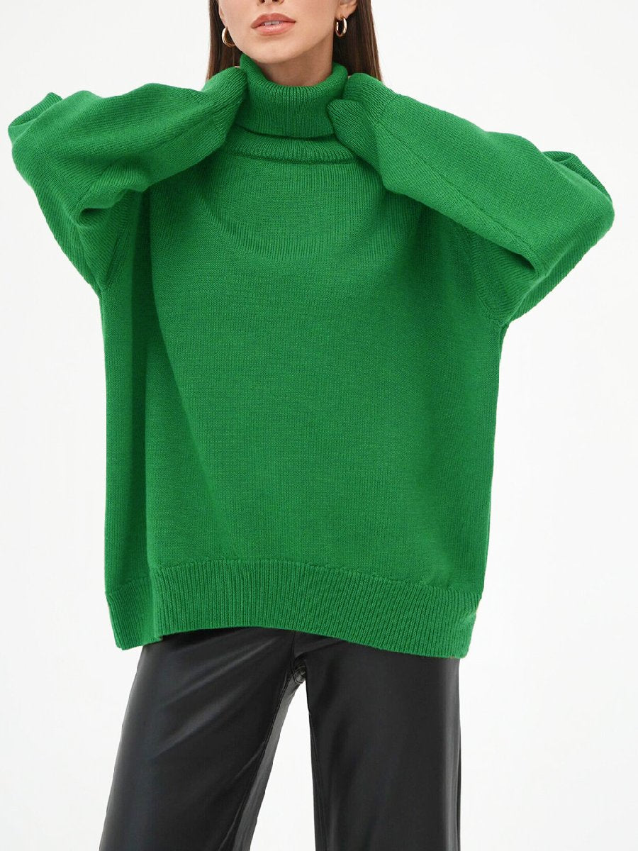 Solid Color Turtleneck Sweater