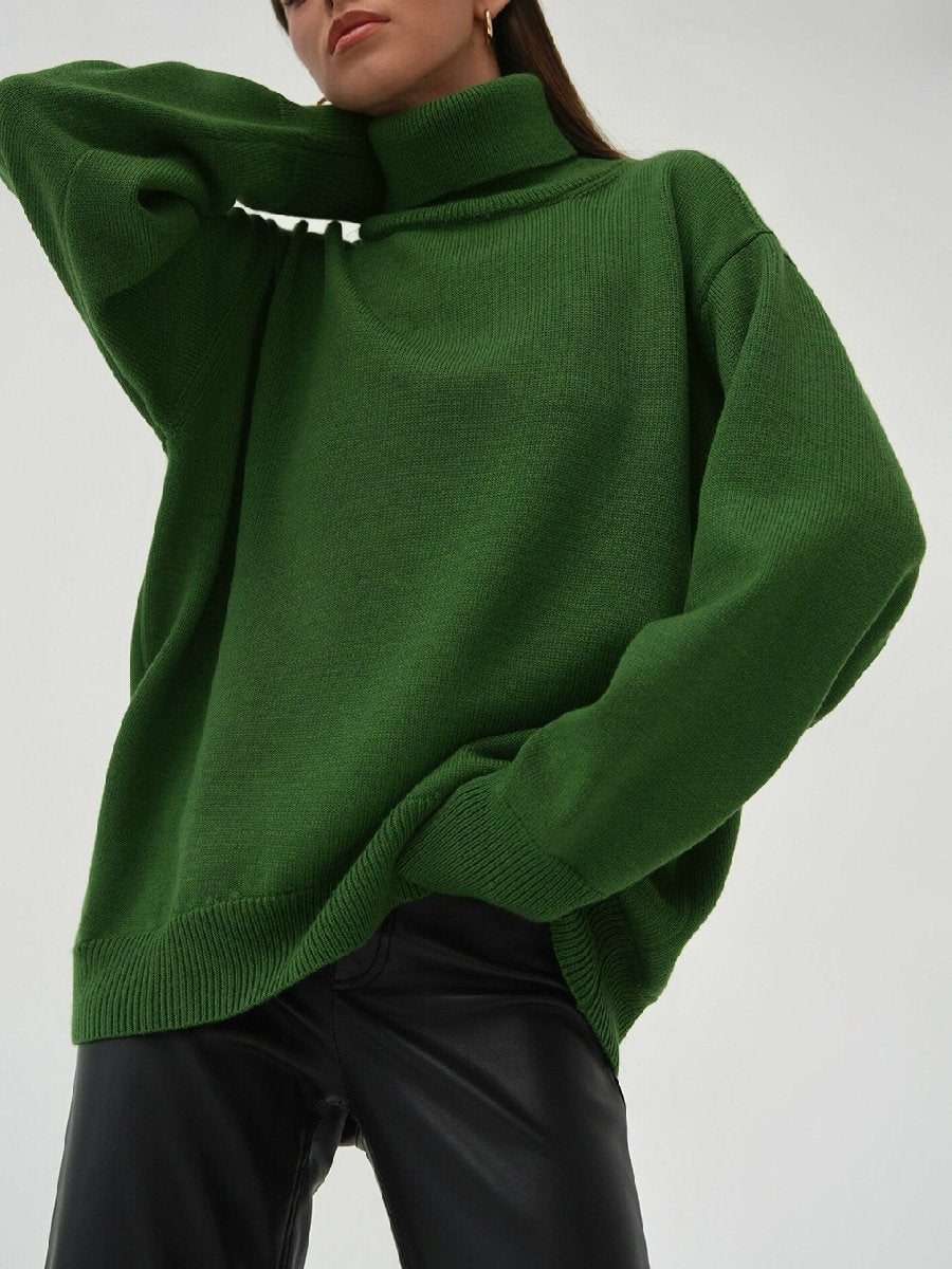 Solid Color Turtleneck Sweater