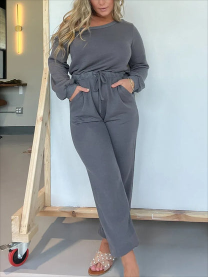 One Shoulder Solid Jumpsuit