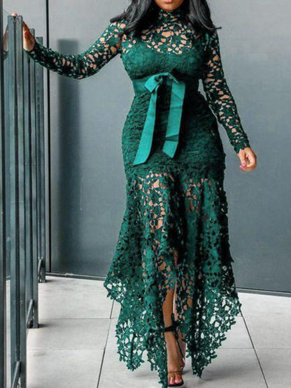 Lace Cut-out Long-sleeve Dress