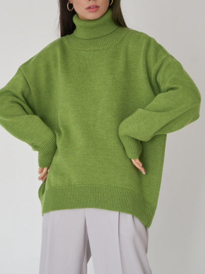 Solid Color Turtleneck Sweater