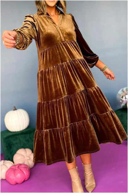 Women's Long Sleeve Velvet Dress