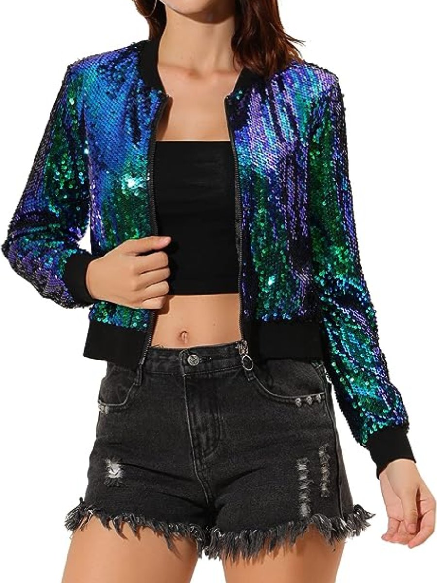 Shinning Sequin Bomber Jacket