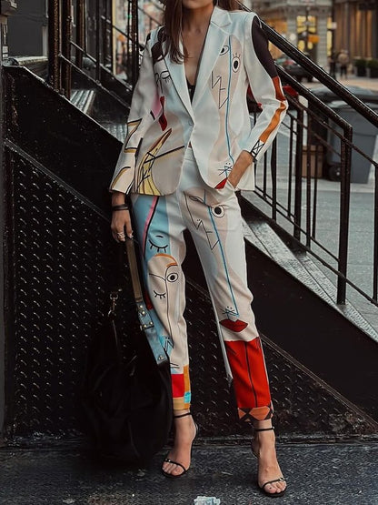 Abstract Pattern Printing Suit