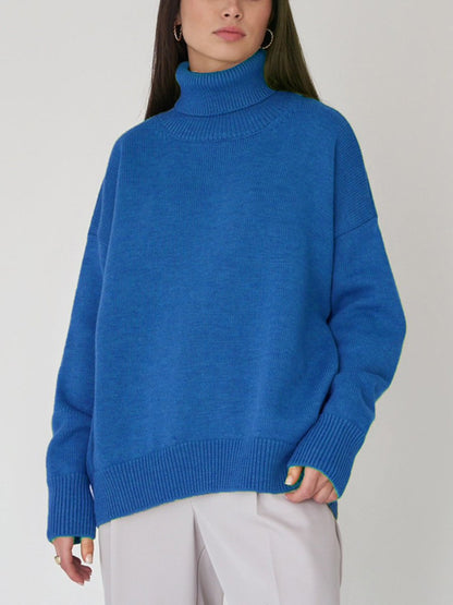 Solid Color Turtleneck Sweater