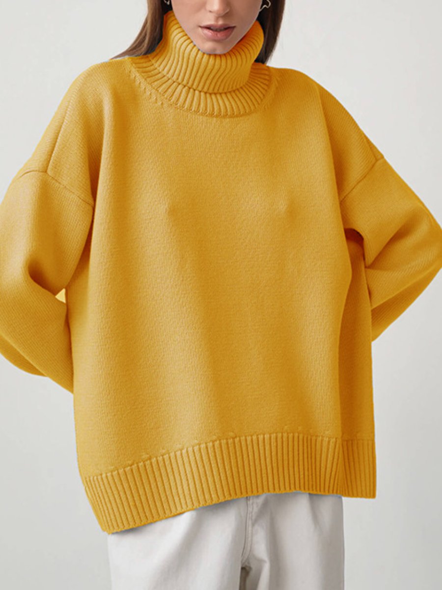 Solid Color Turtleneck Sweater