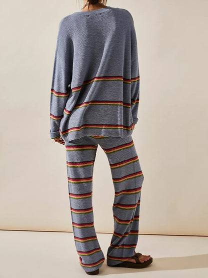 Casual Striped Sweater 2pc Set