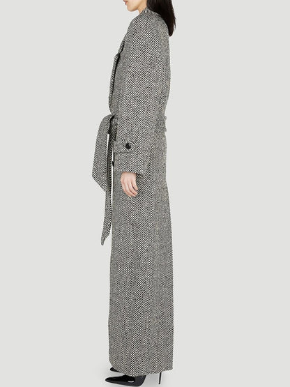 Oversized Coat in Chevron Wool