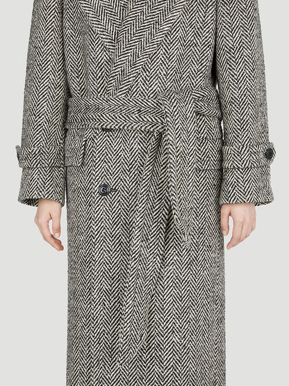 Oversized Coat in Chevron Wool